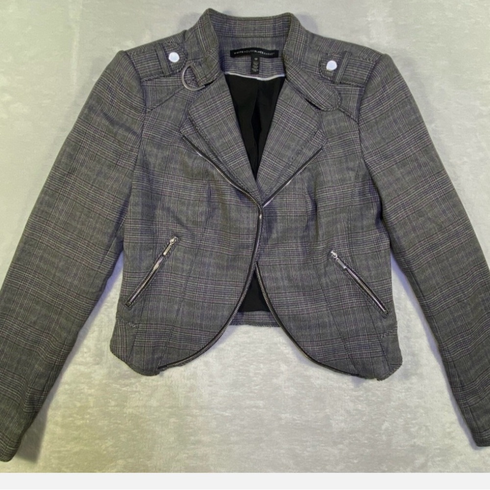 White House Black Market Gray Plaid Blazer